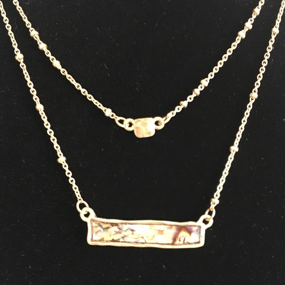 Gold tone choker with slate colored insert - Picture 2 of 4